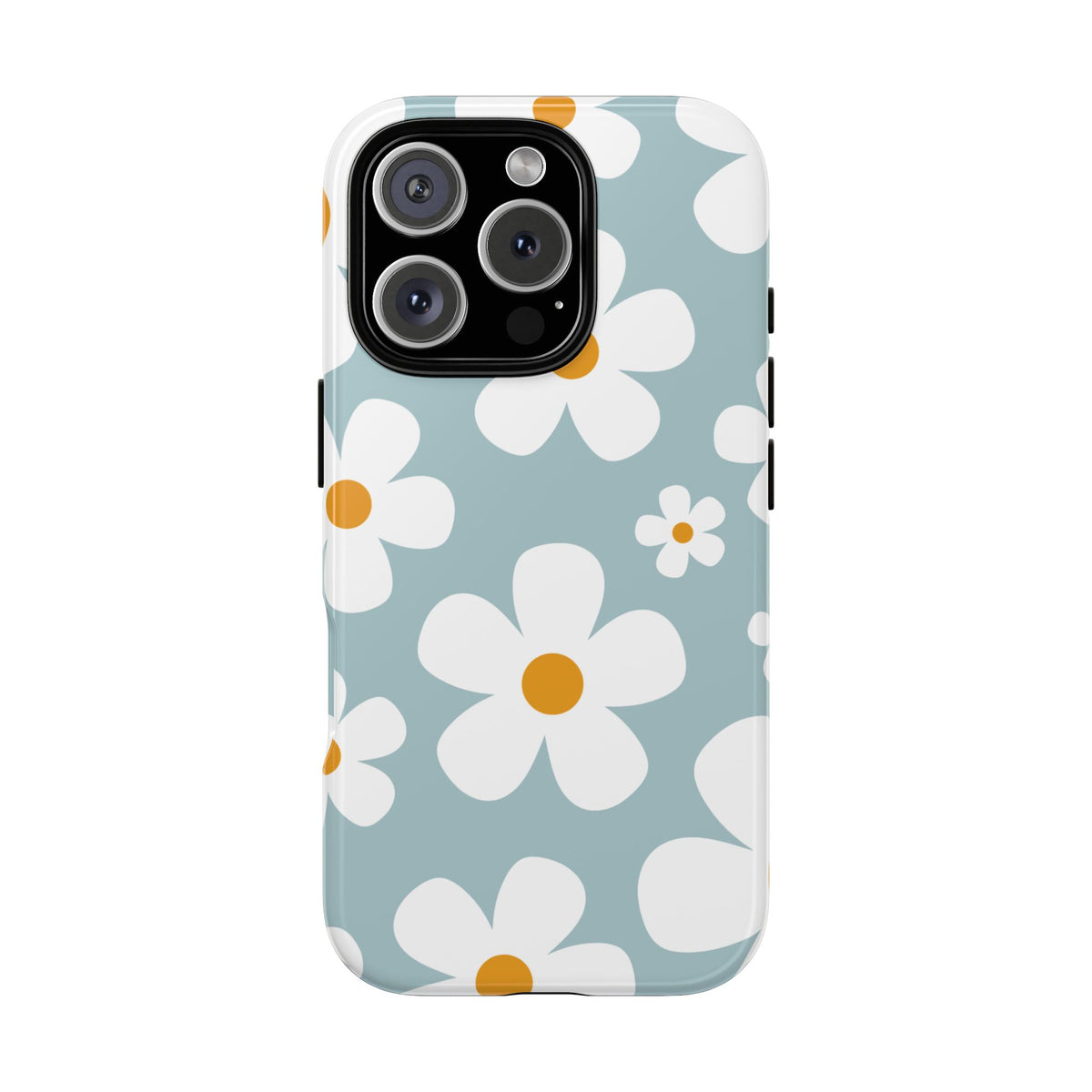 Cute Blue Daisy Pattern Phone Case - Blue Phone Case - iPhone 16 Pro / Glossy