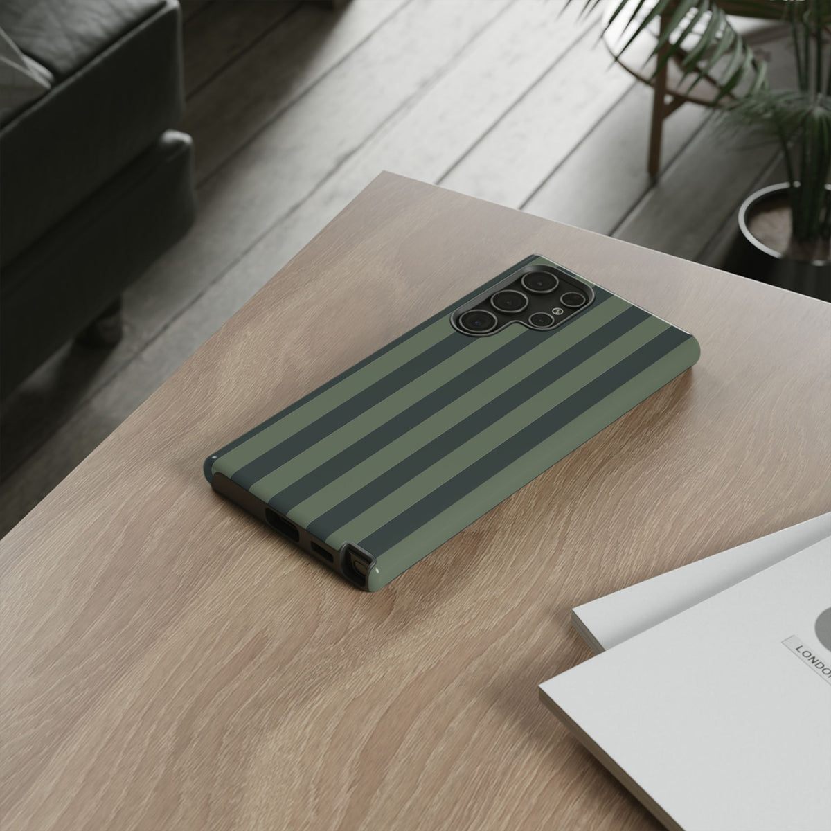 Dark Green Stripe Pattern Phone Case - Green Phone Case