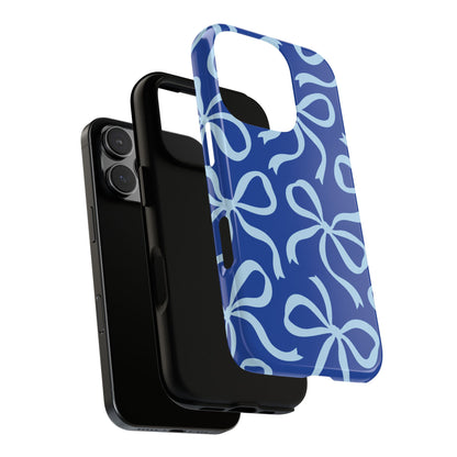 Bold Cobalt Blue and Powder Blue Bow Pattern Phone Case