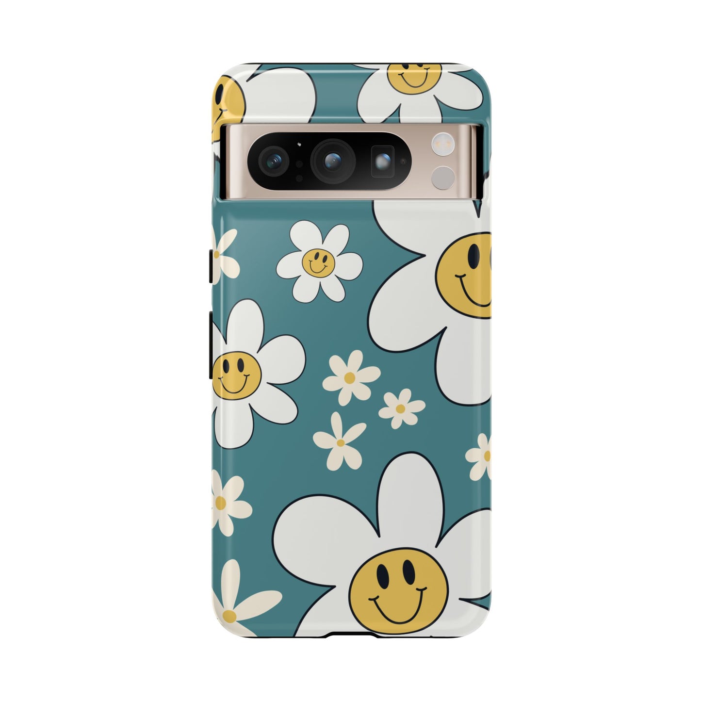 Fun Retro Daisy Pattern with Light Blue Background Phone Case - Blue Phone Case - Google Pixel 8 Pro / Glossy