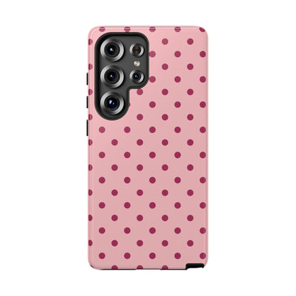 Samsung Galaxy S25 Ultra / Glossy Phone Case - ’Pink with Red Dot Pattern’ Phone Case