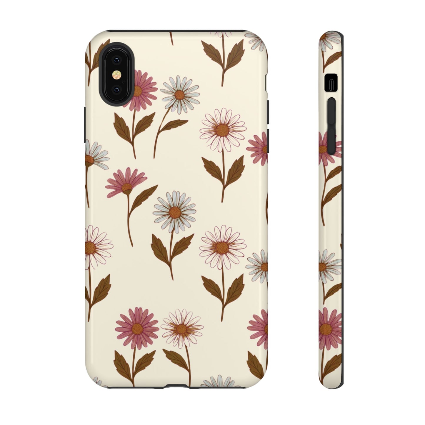 Pretty Cream & Rose Daisy Pattern Phone Case