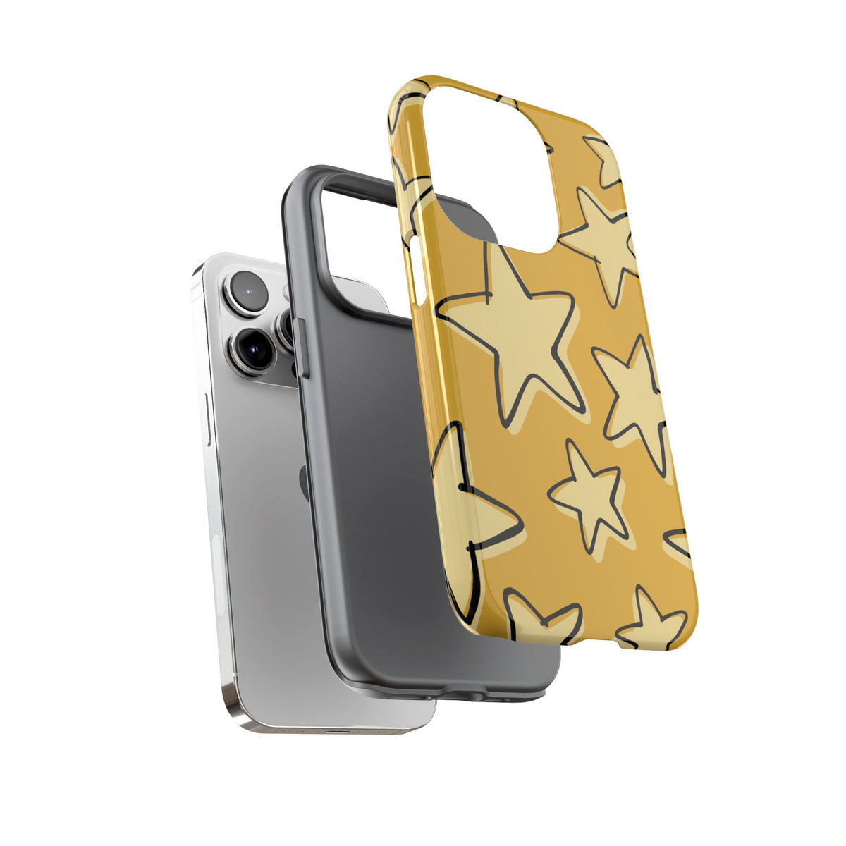 Golden Yellow Doodle Star Phone Case