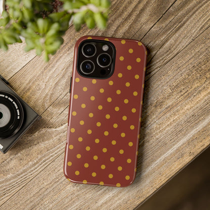 Trendy Brown & Mustard Dot Pattern Phone Case - Brown Phone Case