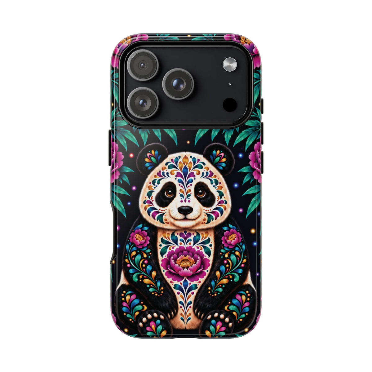 Cute Purple and Teal Calavera Panda Phone Case - Multicolor Phone Case - iPhone 18 Pro / Glossy