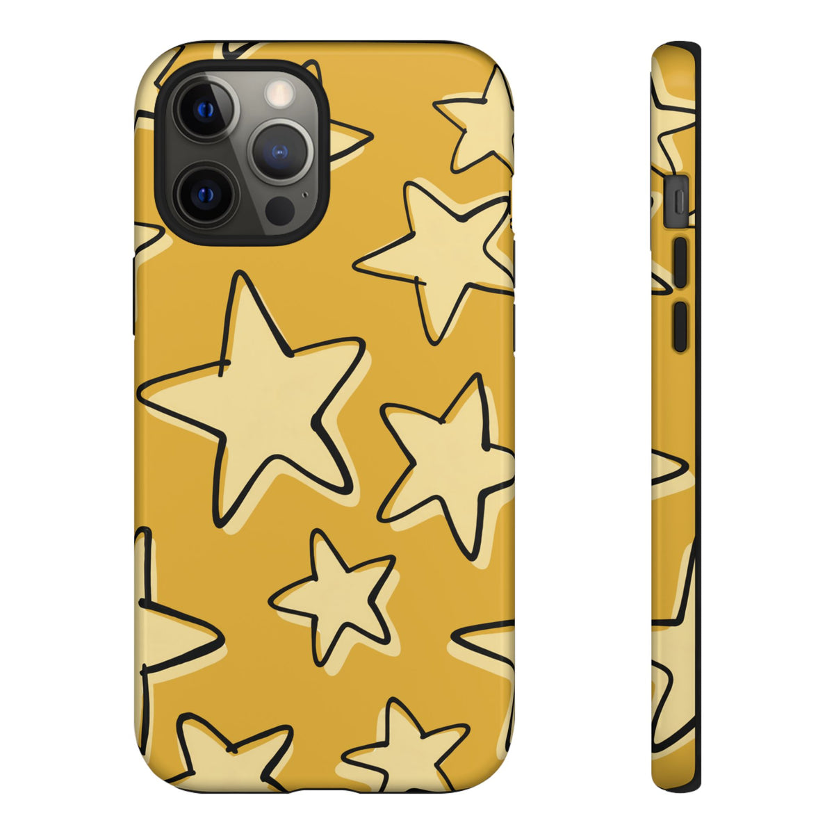 Golden Yellow Doodle Star Phone Case