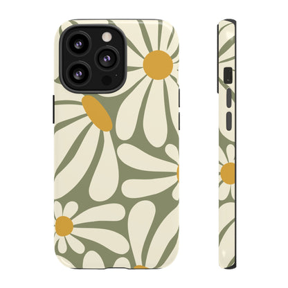 Retro Green Daisy Pattern #1 Phone Case - Green Phone Case - iPhone 13 Pro / Glossy