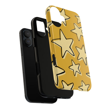 Golden Yellow Doodle Star Phone Case