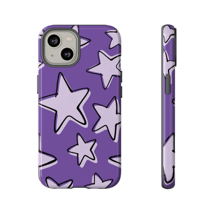 Violet Purple Doodle Star Phone Case