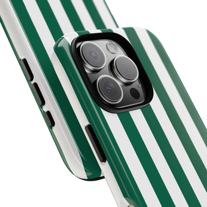 Simple Green & White Stripe Pattern Phone Case - Green Phone Case