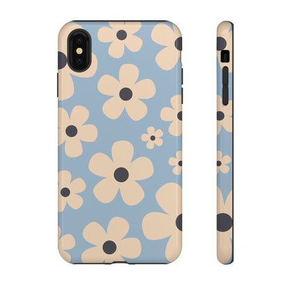 iPhone XS MAX / Glossy Phone Case - Cute Light Blue & Cream Daisy Pattern Phone Case