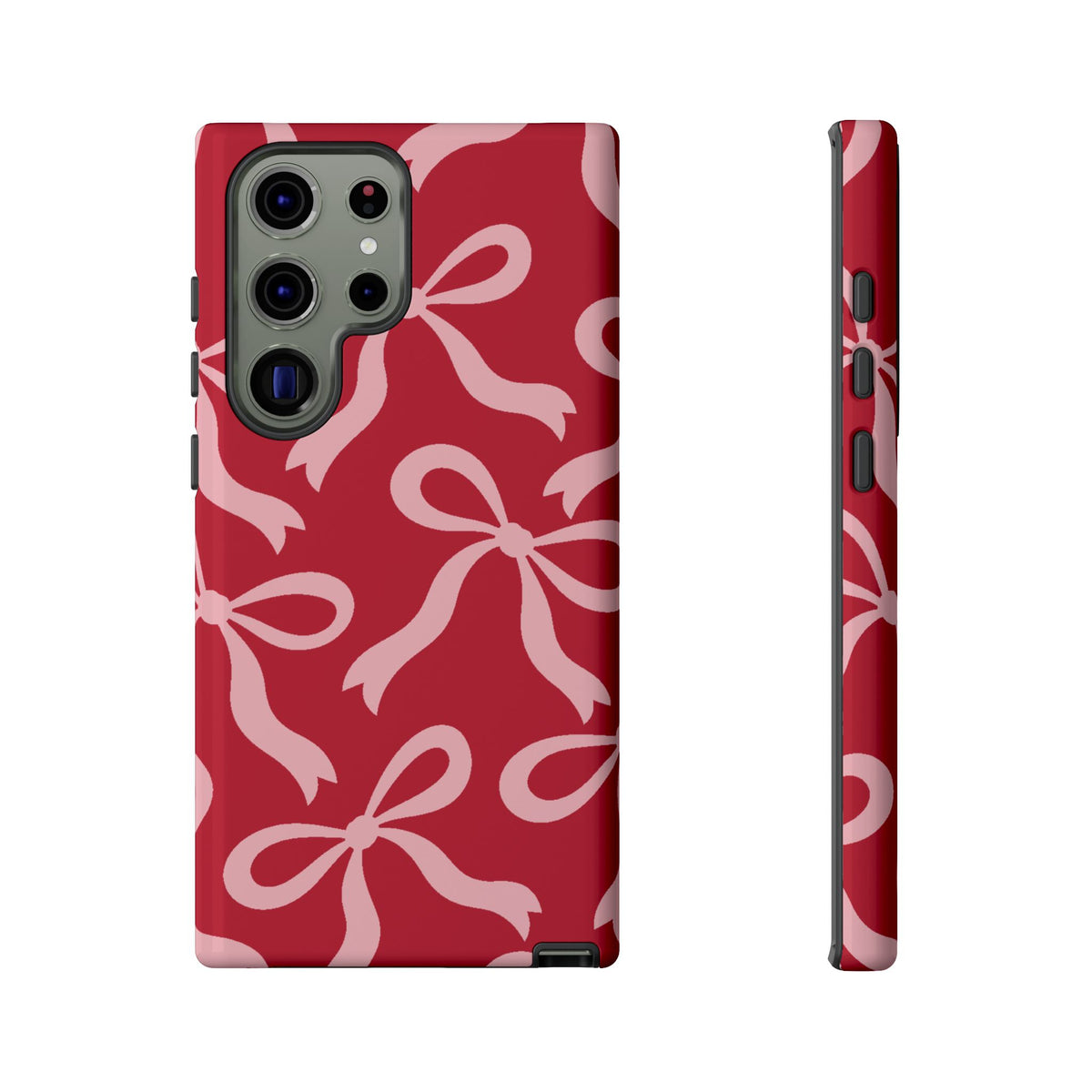 Bold Raspberry Red and Blush Pink Bow Pattern Phone Case - Red Phone Case - Samsung Galaxy S23 Ultra / Glossy