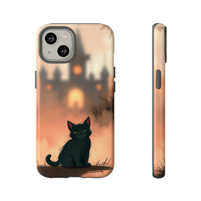 iPhone 14 / Glossy Phone Case - Cute Gothic Cat Design Phone Case