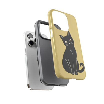 Minimalist Butter Yellow & Black Cat Phone Case