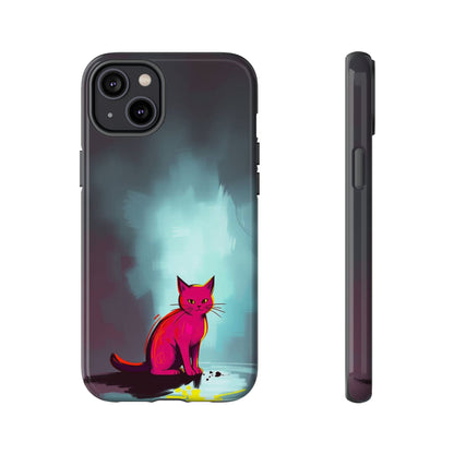 iPhone 14 Plus / Glossy Phone Case - Pop Art Moody Cat Design Phone Case