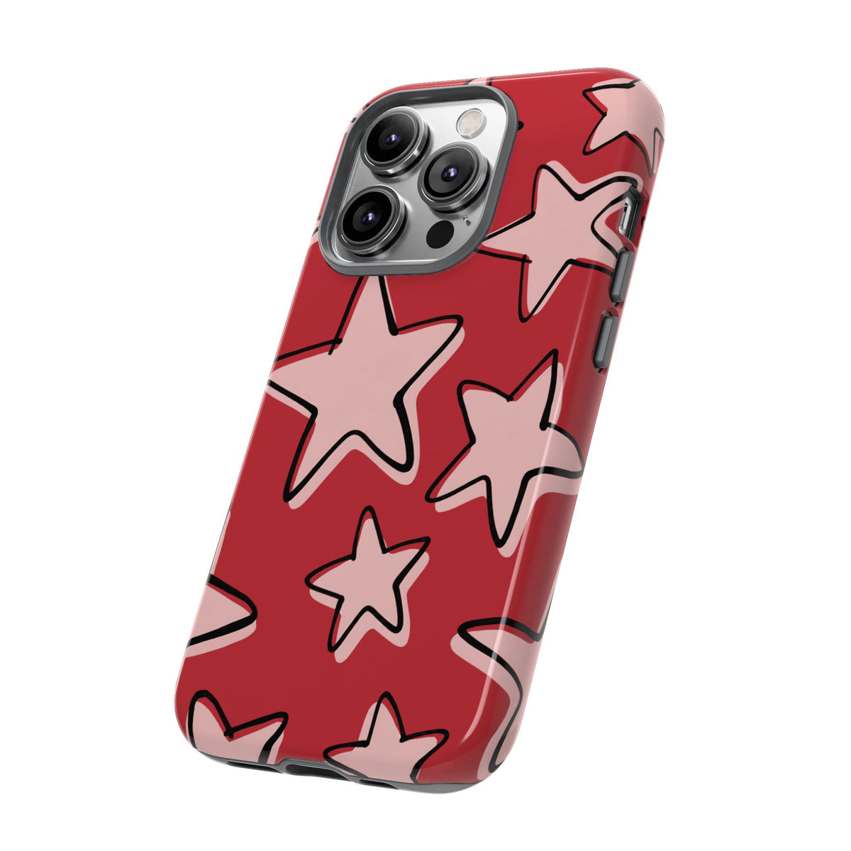 Cherry Red Doodle Star Phone Case