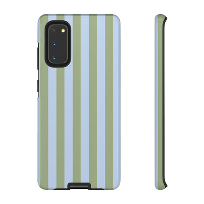 Samsung Galaxy S20 / Glossy Phone Case - Trendy Ice Blue & Green Stripe Pattern Phone Case