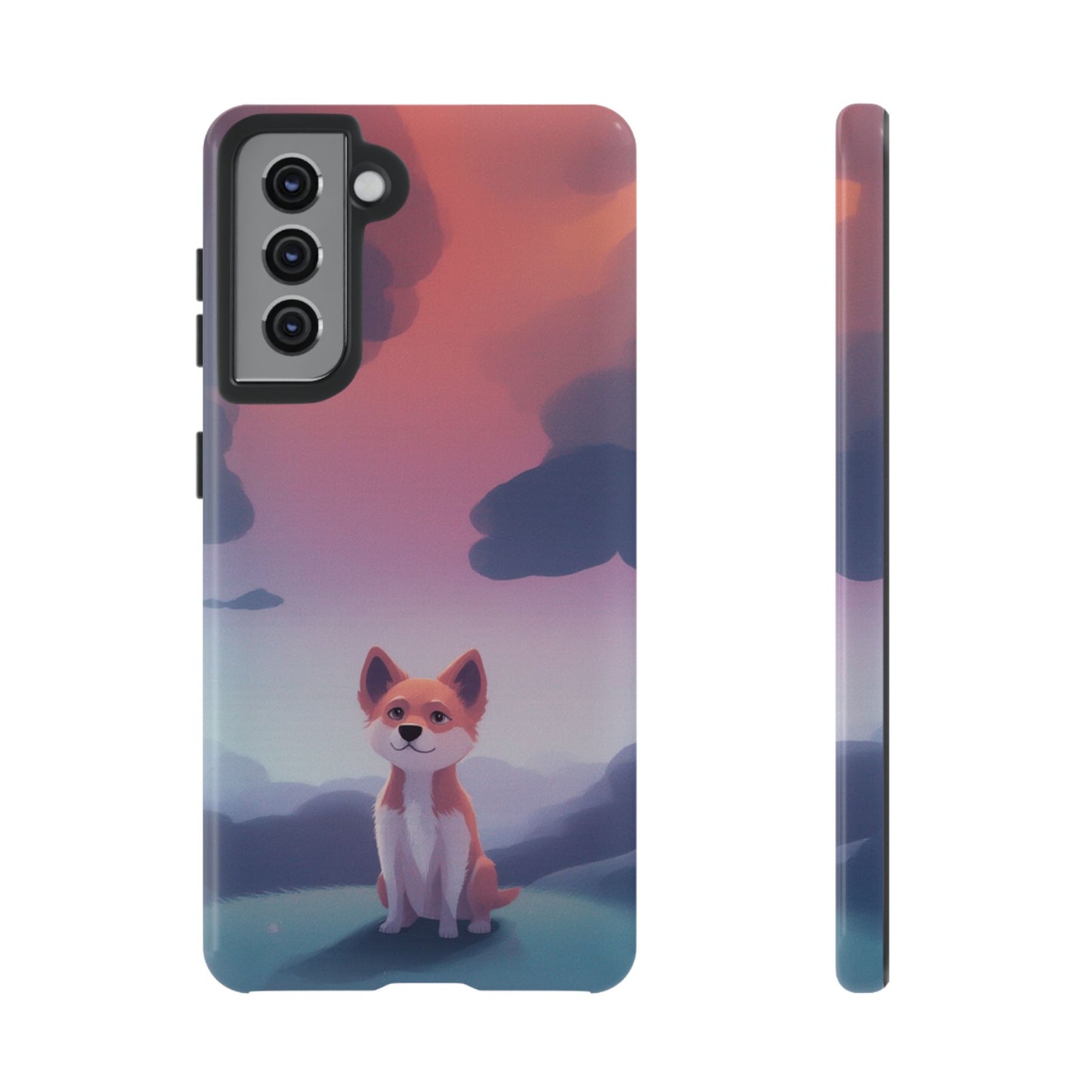 Samsung Galaxy S21 / Glossy Phone Case - Cute Dog & Cloud Design Phone Case