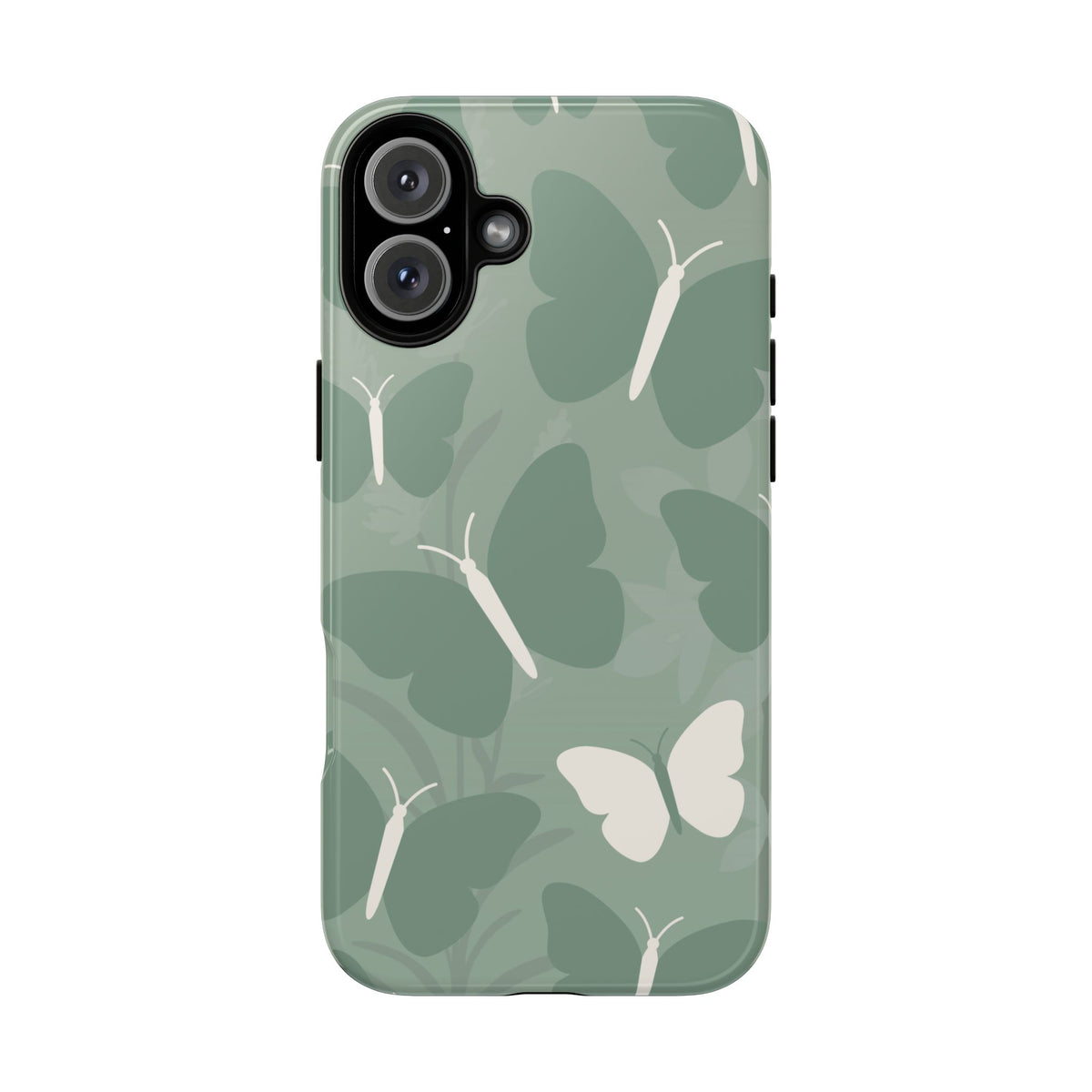 Minimalist Mint Green Butterfly Pattern Phone Case - Green Phone Case - iPhone 16 Plus / Glossy