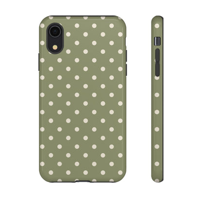 iPhone XR / Glossy Phone Case - ’Green & White Dot Pattern’ Phone Case