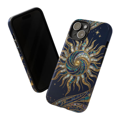 Elegant Navy & Gold Solar Spiral Phone Case