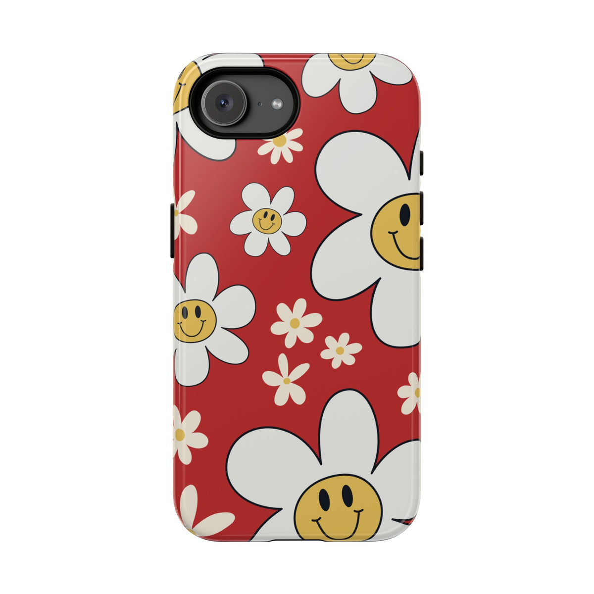 Fun Retro Daisy Pattern with Red Background Phone Case - Red Phone Case - iPhone 17e / Glossy