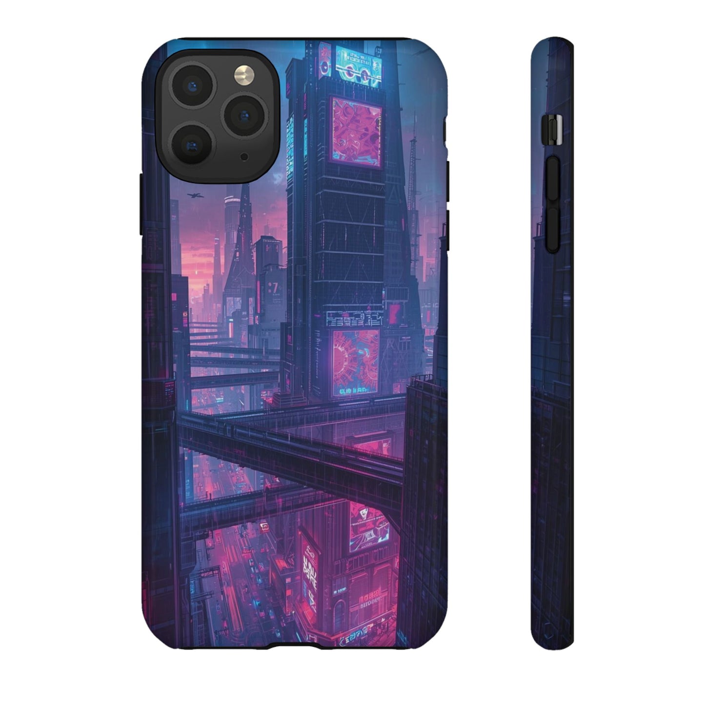Neon Cyberpunk Megacity Sci-fi Phone Case - Blue Phone Case - iPhone 11 Pro Max / Glossy
