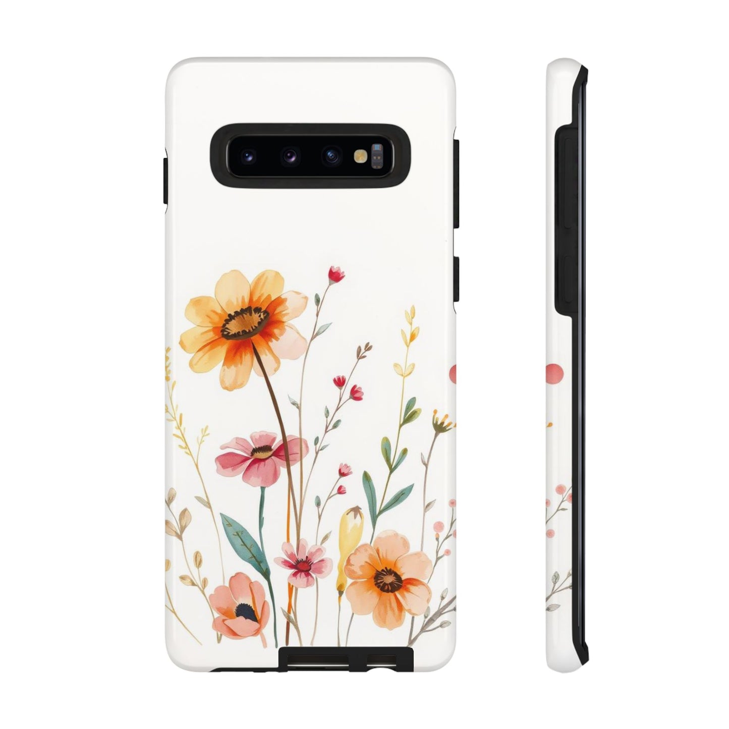 Samsung Galaxy S10 / Glossy Phone Case - Boho Chic Watercolour Wild Blooms Pattern Phone Case