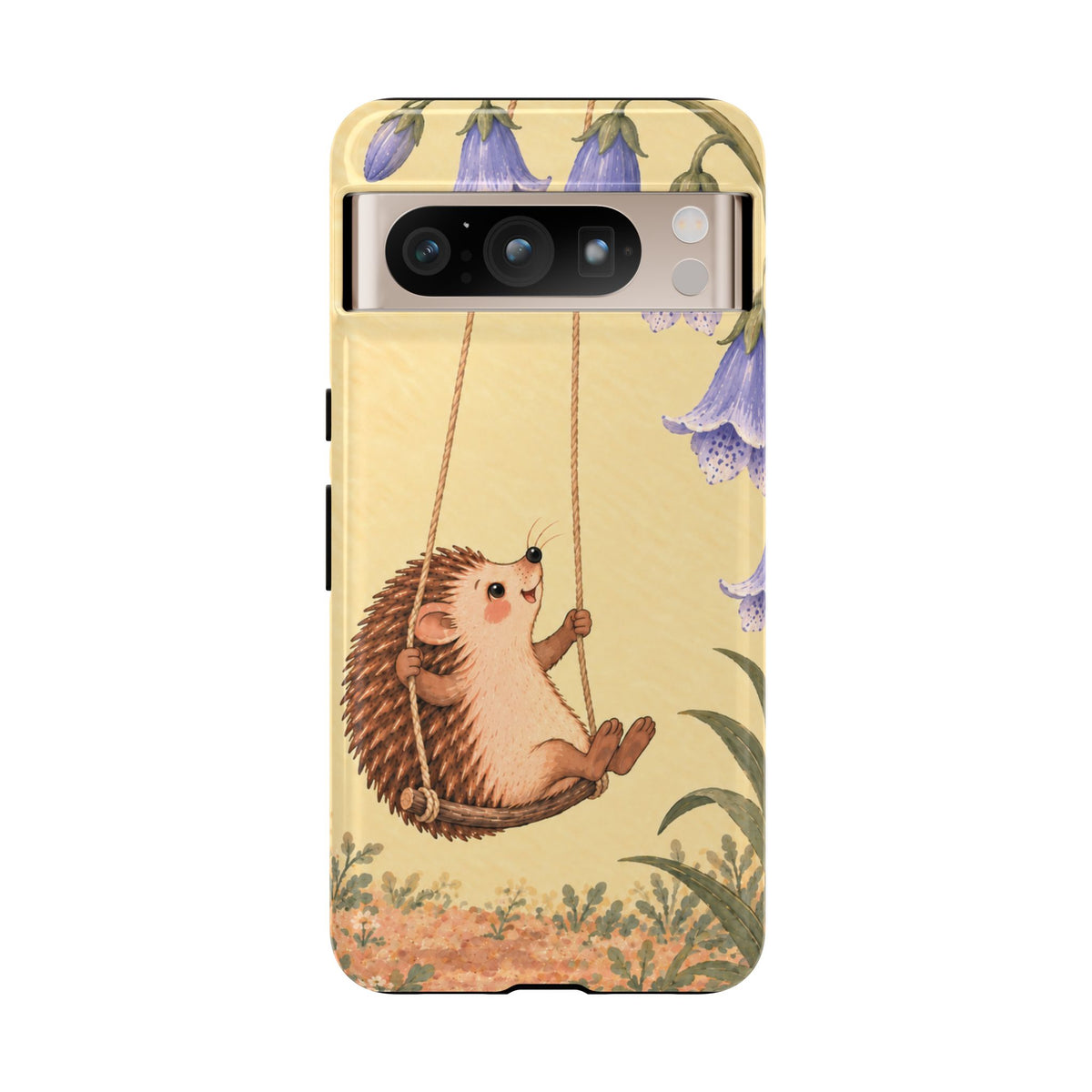 Whimsical Buttercream Hedgehog and Bluebell Phone Case - Yellow Phone Case - Google Pixel 8 Pro / Glossy