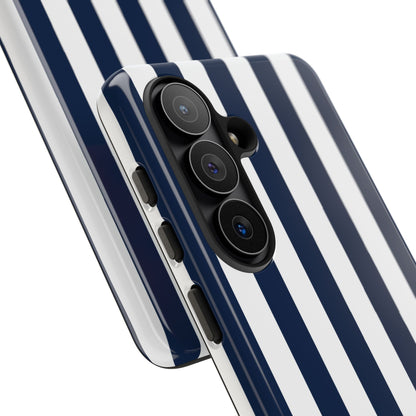 Simple Dark Blue & White Stripe Pattern Phone Case - White Phone Case