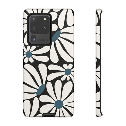 Samsung Galaxy S20 Ultra / Glossy Phone Case - Retro Black Daisy Pattern Phone Case