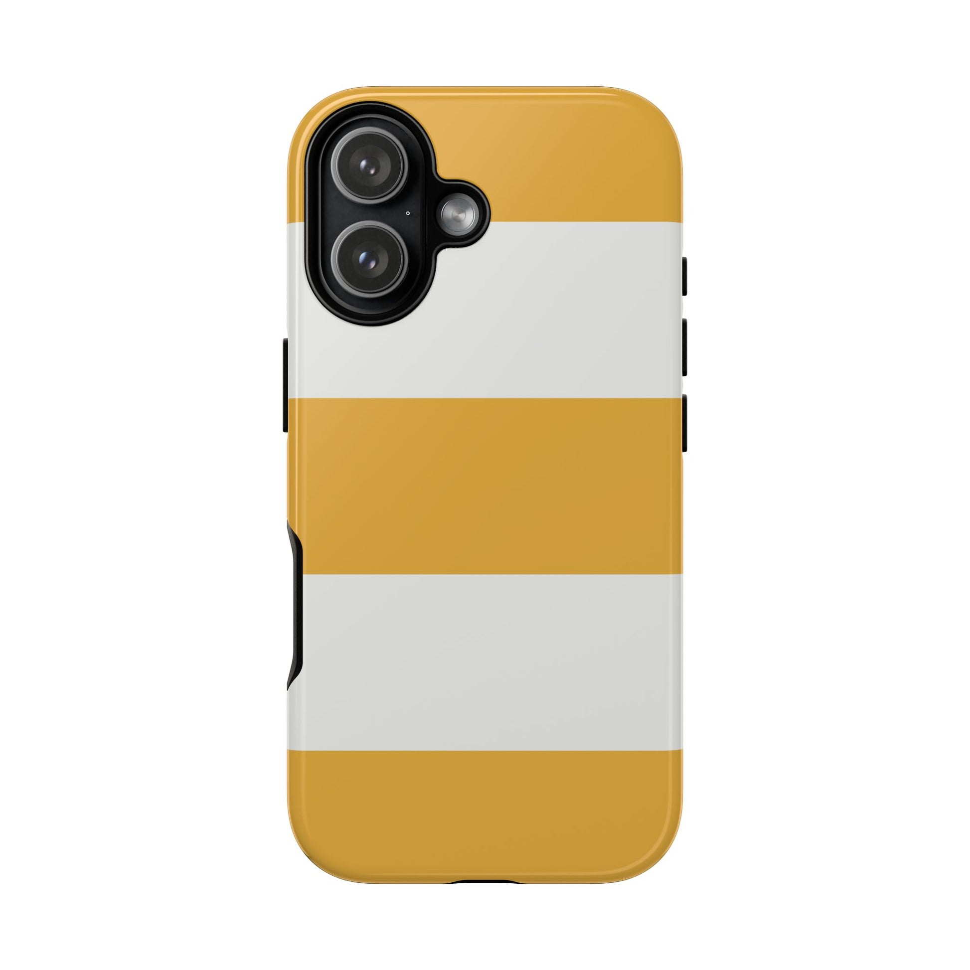 iPhone 17 / Glossy Phone Case - Yellow & White Horizontal Stripe Pattern Phone Case