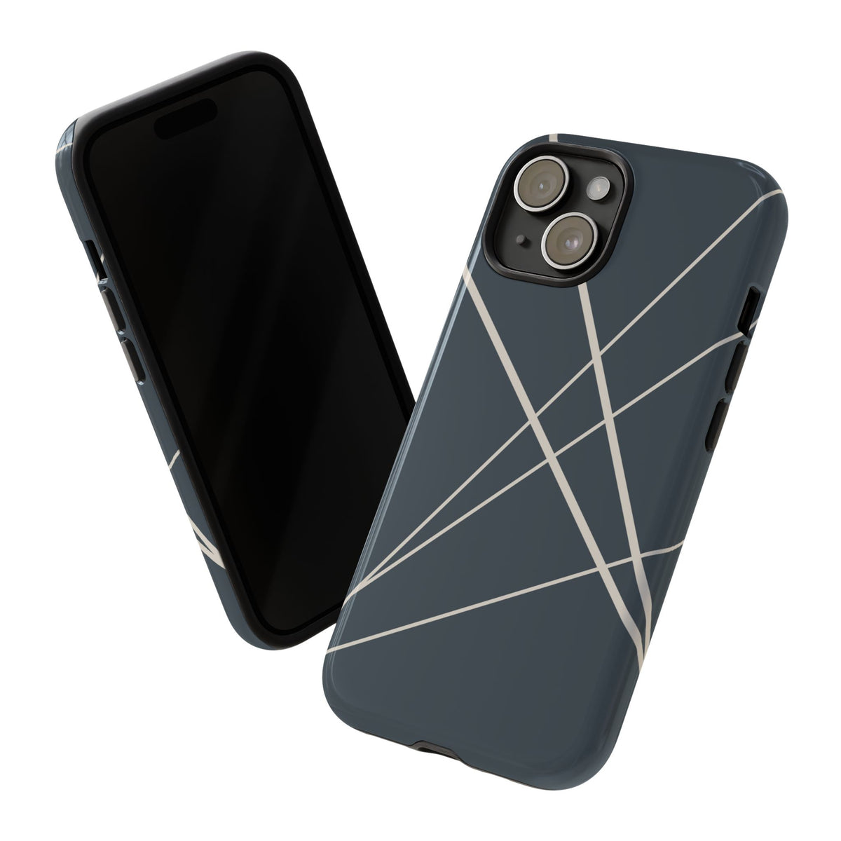 Abstract Blue with Beige Lines Phone Case - Blue Phone Case