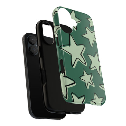 Forest Green Doodle Star Phone Case