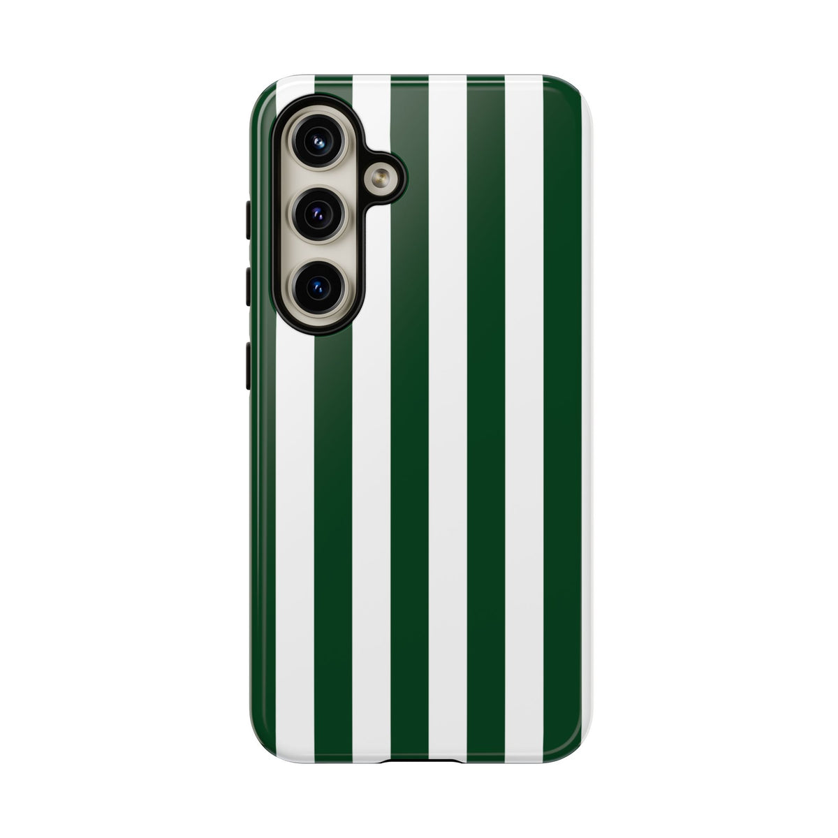 Simple Dark Green & White Stripe Pattern Phone Case - Green Phone Case - Samsung Galaxy S24 / Glossy