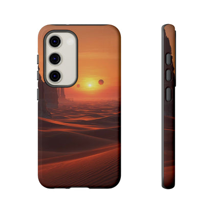 Twin Suns Desert World Sci-fi Phone Case - Orange Phone Case - Samsung Galaxy S23 / Glossy