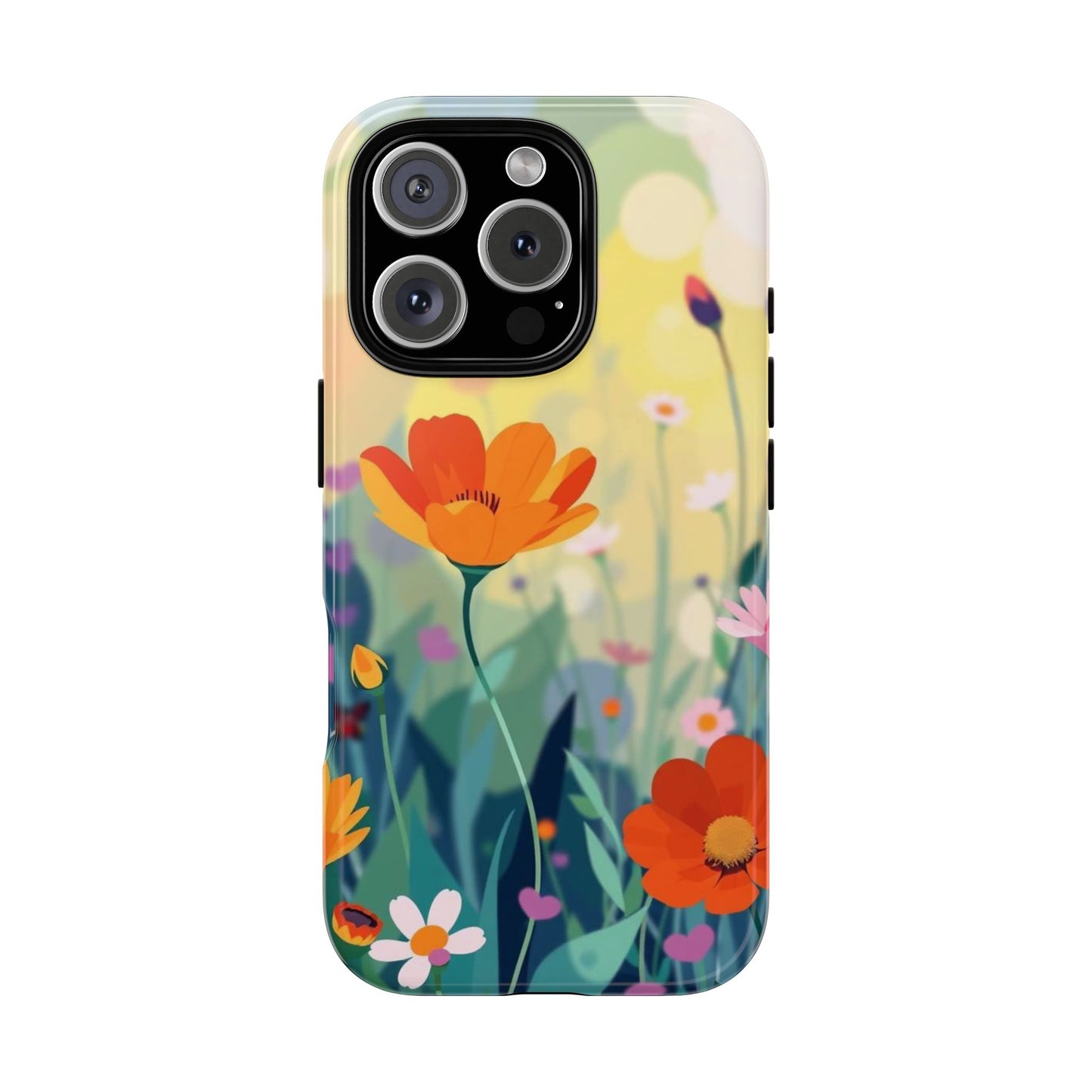 iPhone 16 Pro / Glossy Phone Case - Pop Art Style Wildflower Design Phone Case