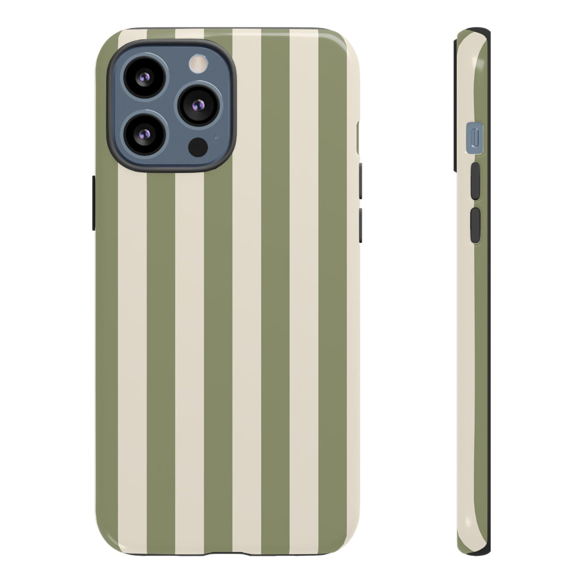 Olive & Beige Stripe Pattern Phone Case - Green Phone Case - iPhone 13 Pro Max / Glossy