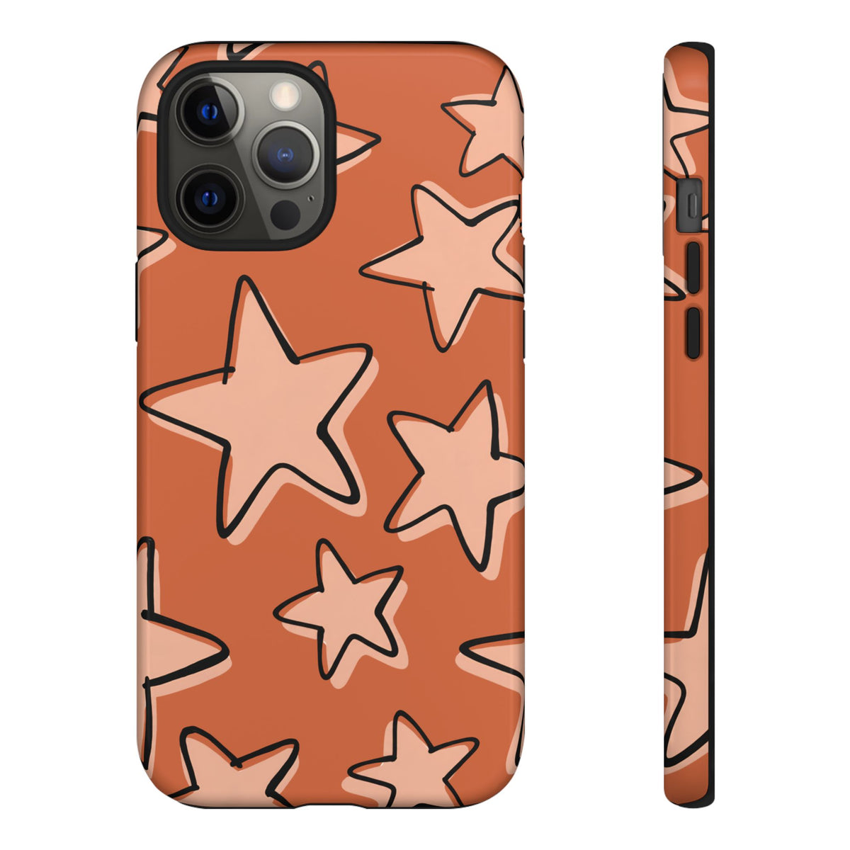 Burnt Orange Doodle Star Phone Case