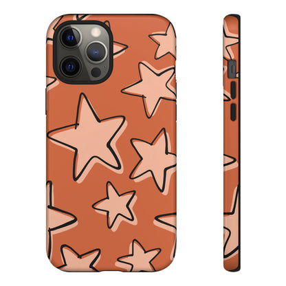 Burnt Orange Doodle Star Phone Case