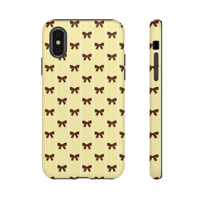 Retro Chocolate Brown Bow Pattern Phone Case