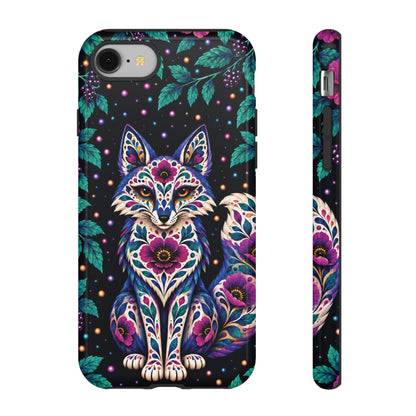 Vibrant Purple and Teal Calavera Fox Phone Case - Multicolor Phone Case - iPhone 8 / Glossy