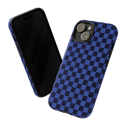 Bold Blue Small Checked Pattern Phone Case - Blue Phone Case