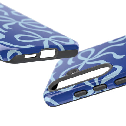 Bold Cobalt Blue and Powder Blue Bow Pattern Phone Case