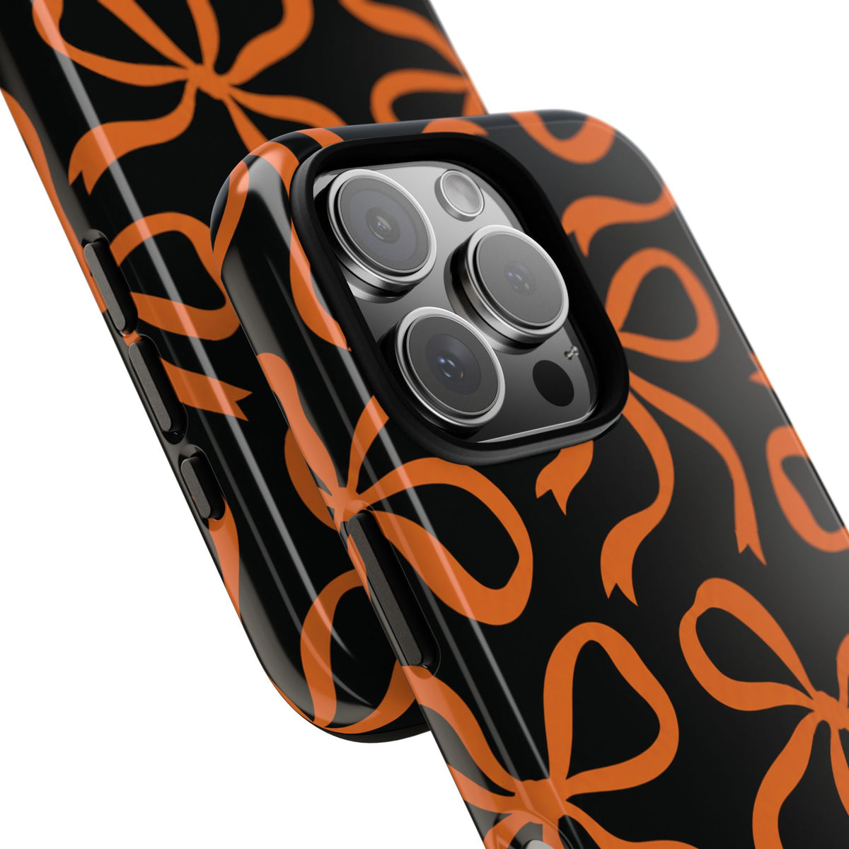 Bold Black and Burnt Orange Bow Pattern Phone Case