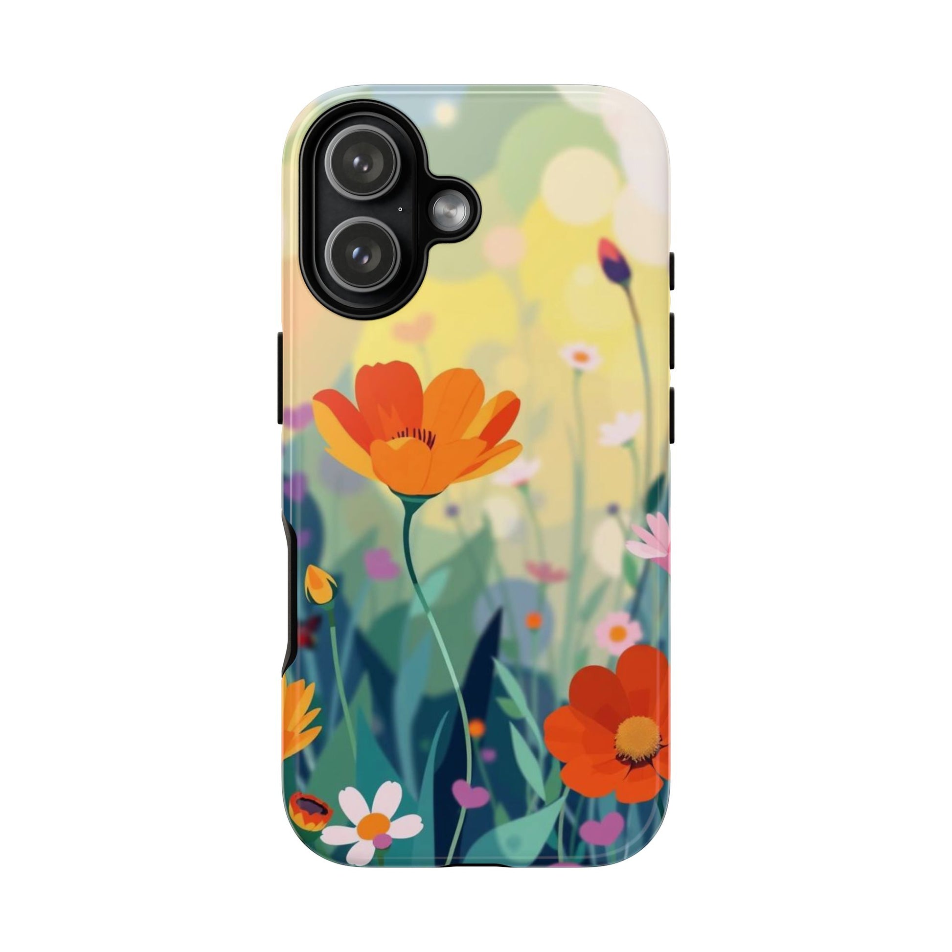 iPhone 17 / Glossy Phone Case - Pop Art Style Wildflower Design Phone Case