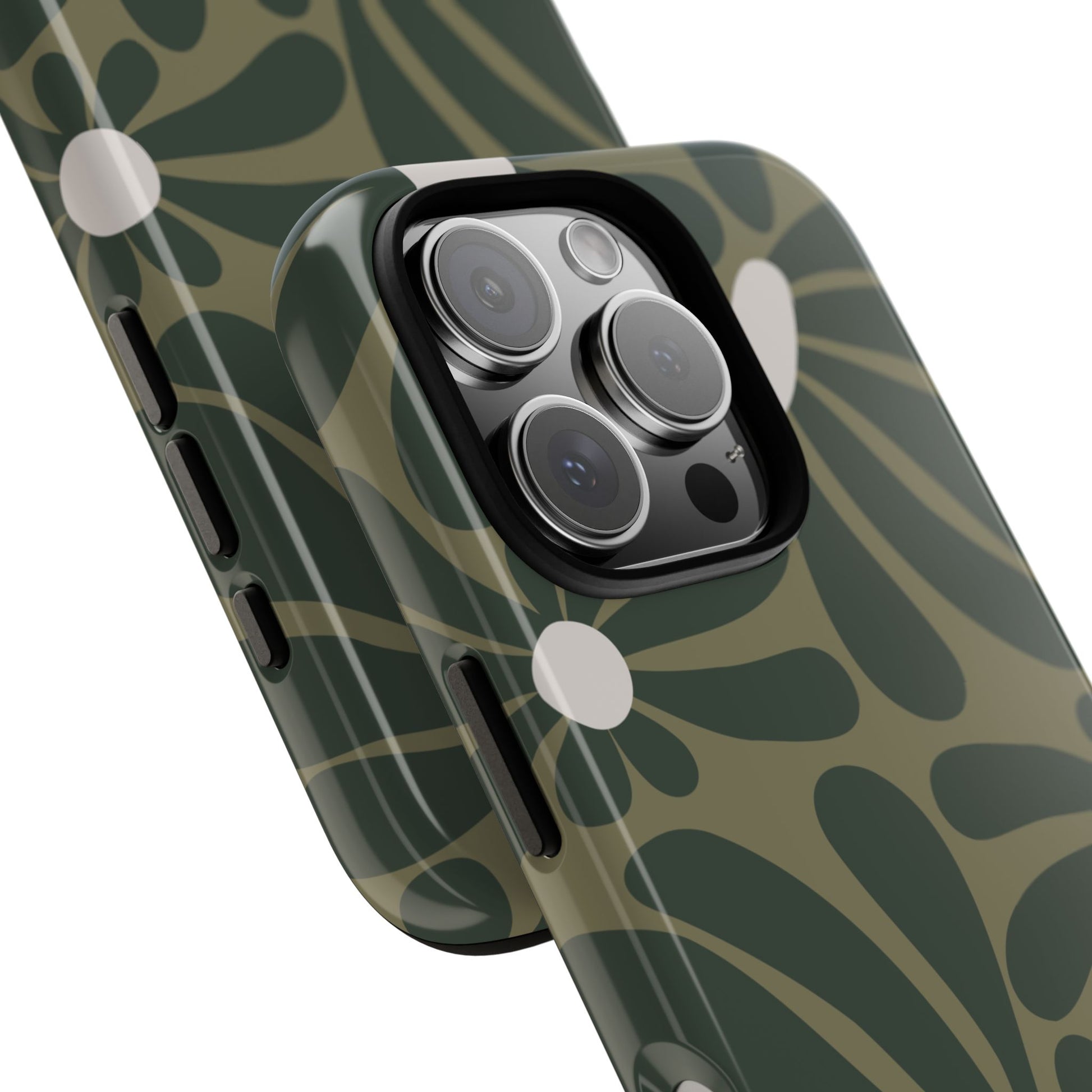 Phone Case - ’Retro Olive Green Daisy Pattern’ Phone Case