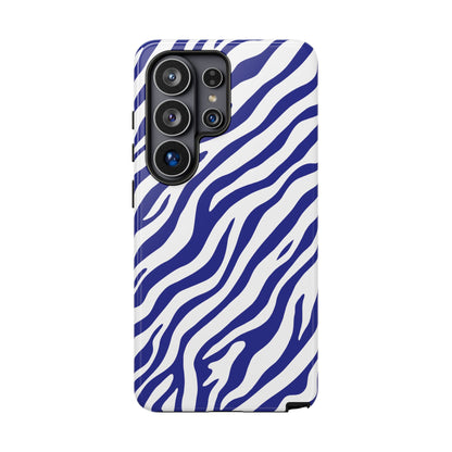 Stylish Electric Blue Zebra Print Phone Case