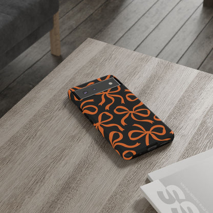 Bold Black and Burnt Orange Bow Pattern Phone Case