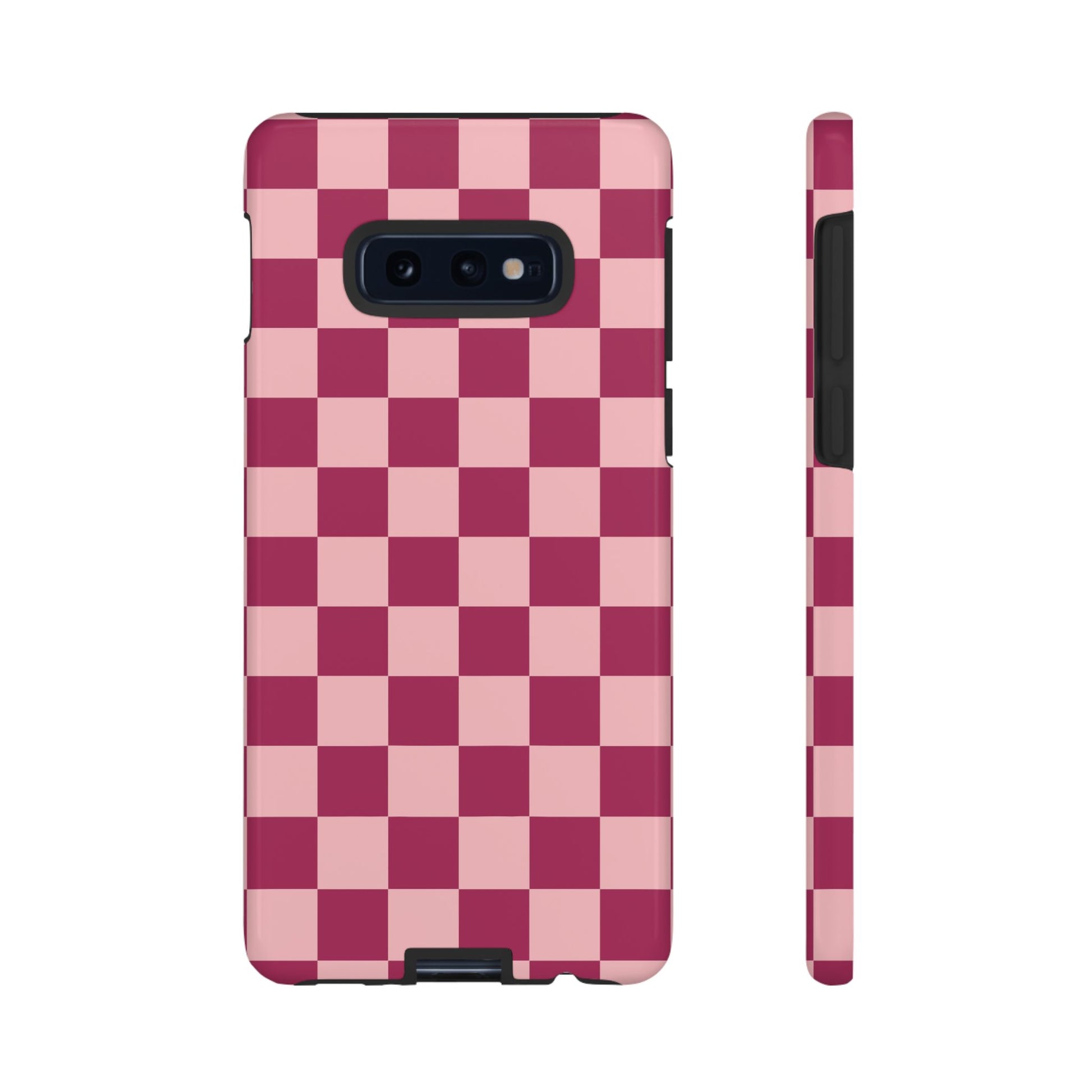 Samsung Galaxy S10E / Glossy Phone Case - ’Pink Checkered Pattern’ Phone Case